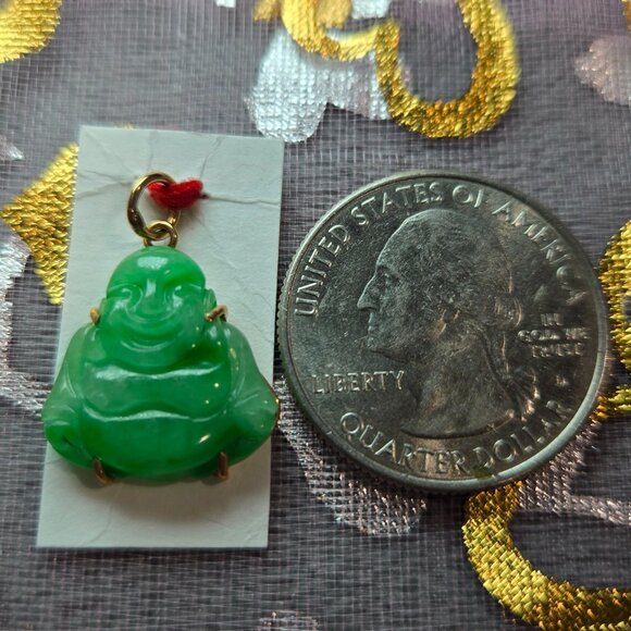🌿 Laughing Buddha Jade Pendant (Ong Dia) – Symbol of Wealth & Joy ✨ - Picture 9 of 9